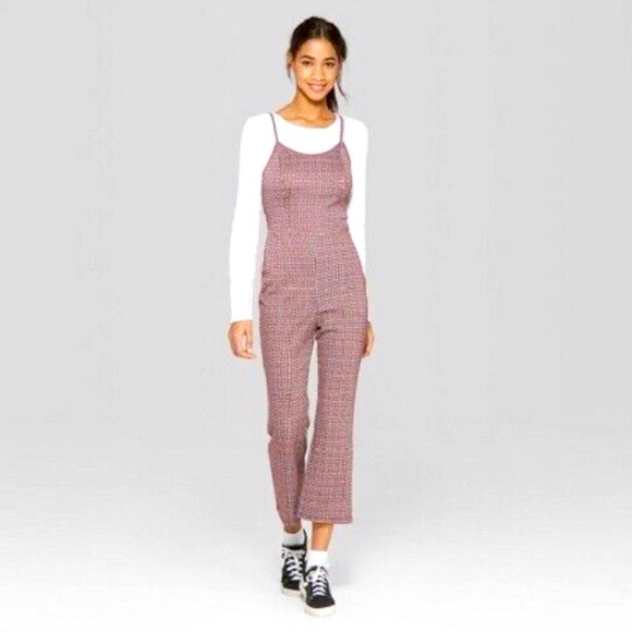 Plaid Jumpsuit Wild Fable Wide Leg Cropped Jumpsuit for Fall - Picture 1 of 11